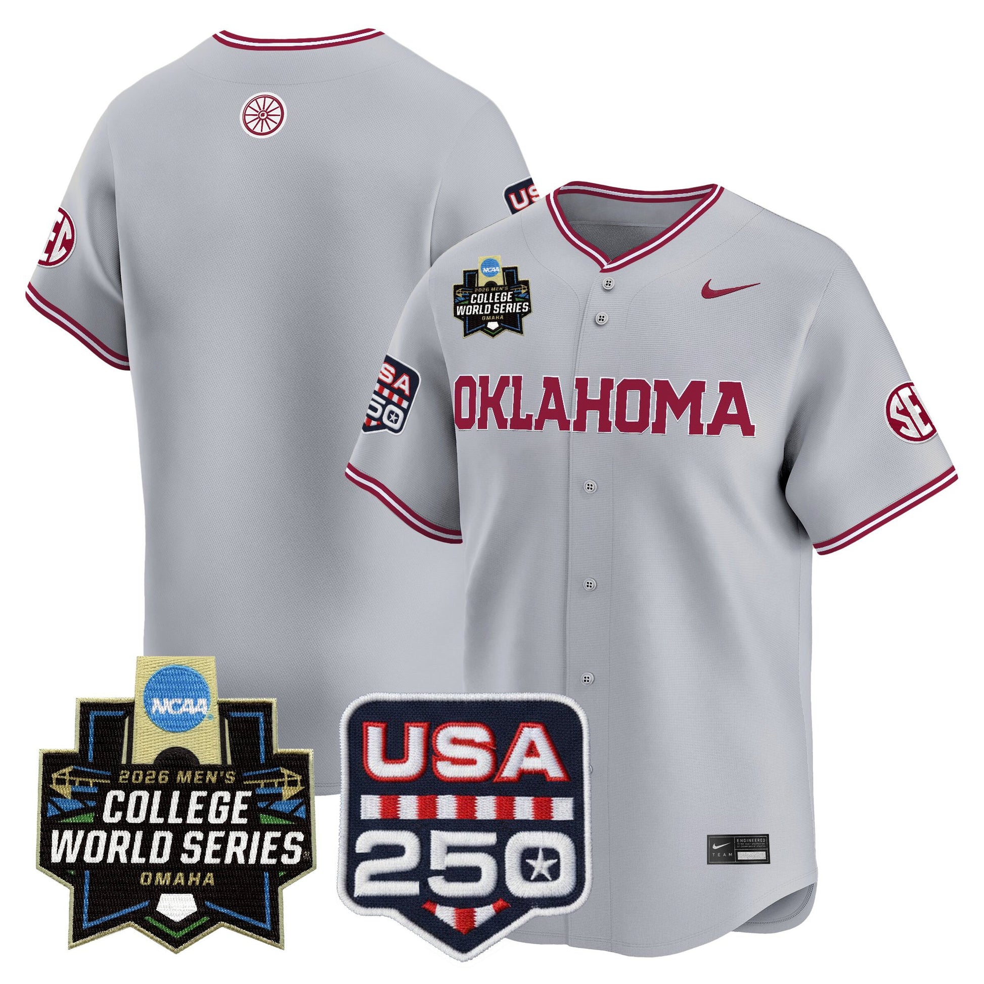 Oklahoma Sooners 2026 World Series Vapor Premier Limited Jersey - 250 America Patch - All Stitched