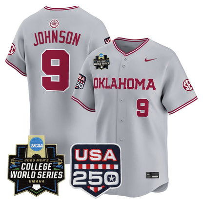 Oklahoma Sooners 2026 World Series Vapor Premier Limited Jersey - 250 America Patch - All Stitched