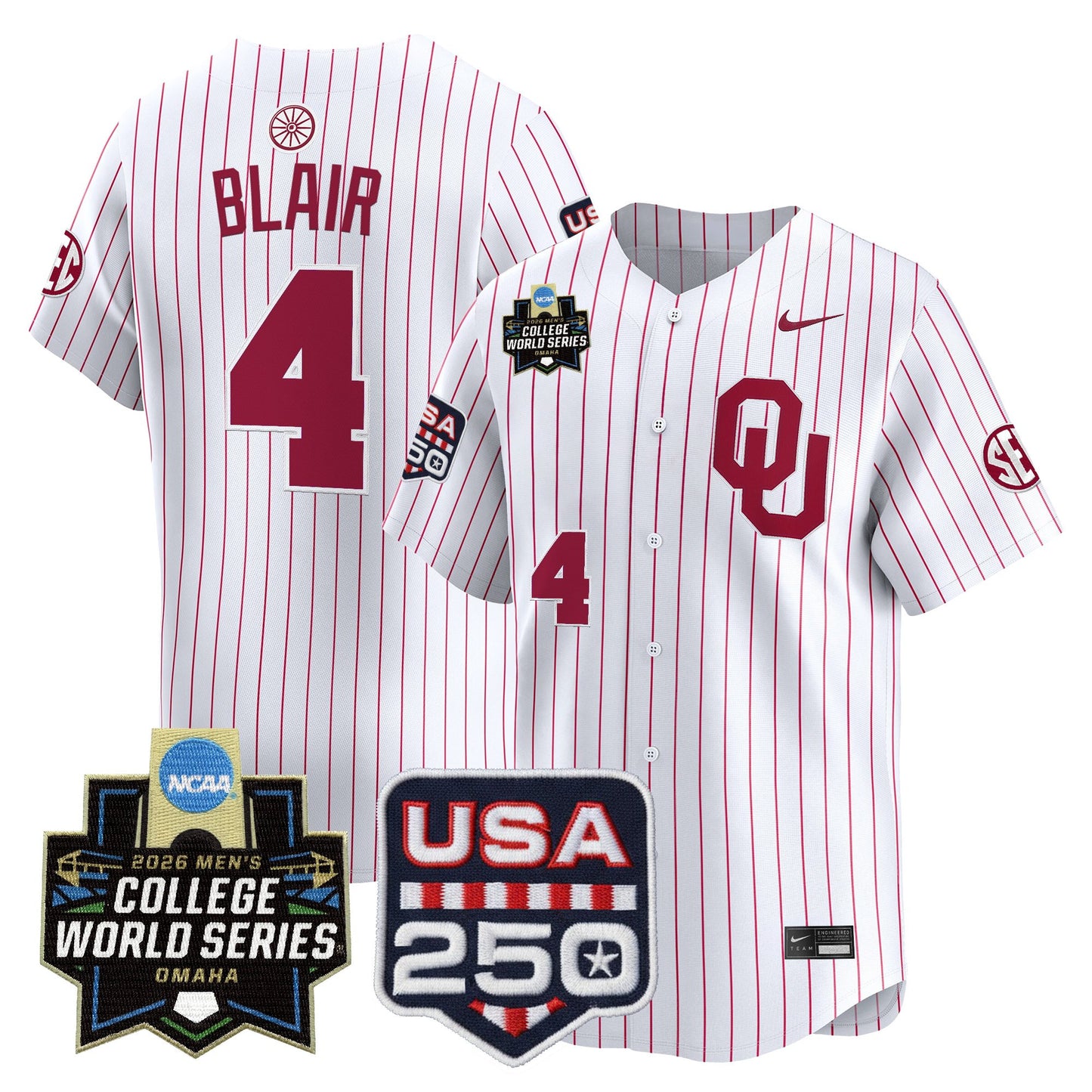 Oklahoma Sooners 2026 World Series Vapor Premier Limited Jersey - 250 America Patch - All Stitched