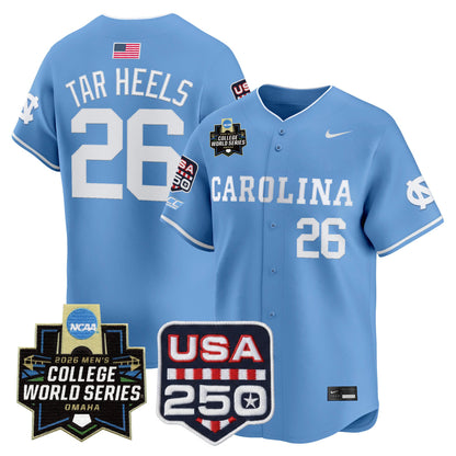 North Carolina Tar Heels 2026 World Series Vapor Premier Limited Jersey - 250 America Patch - All Stitched