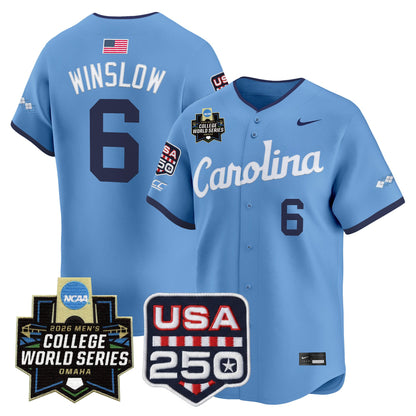 North Carolina Tar Heels 2026 World Series Vapor Premier Limited Jersey - 250 America Patch - All Stitched
