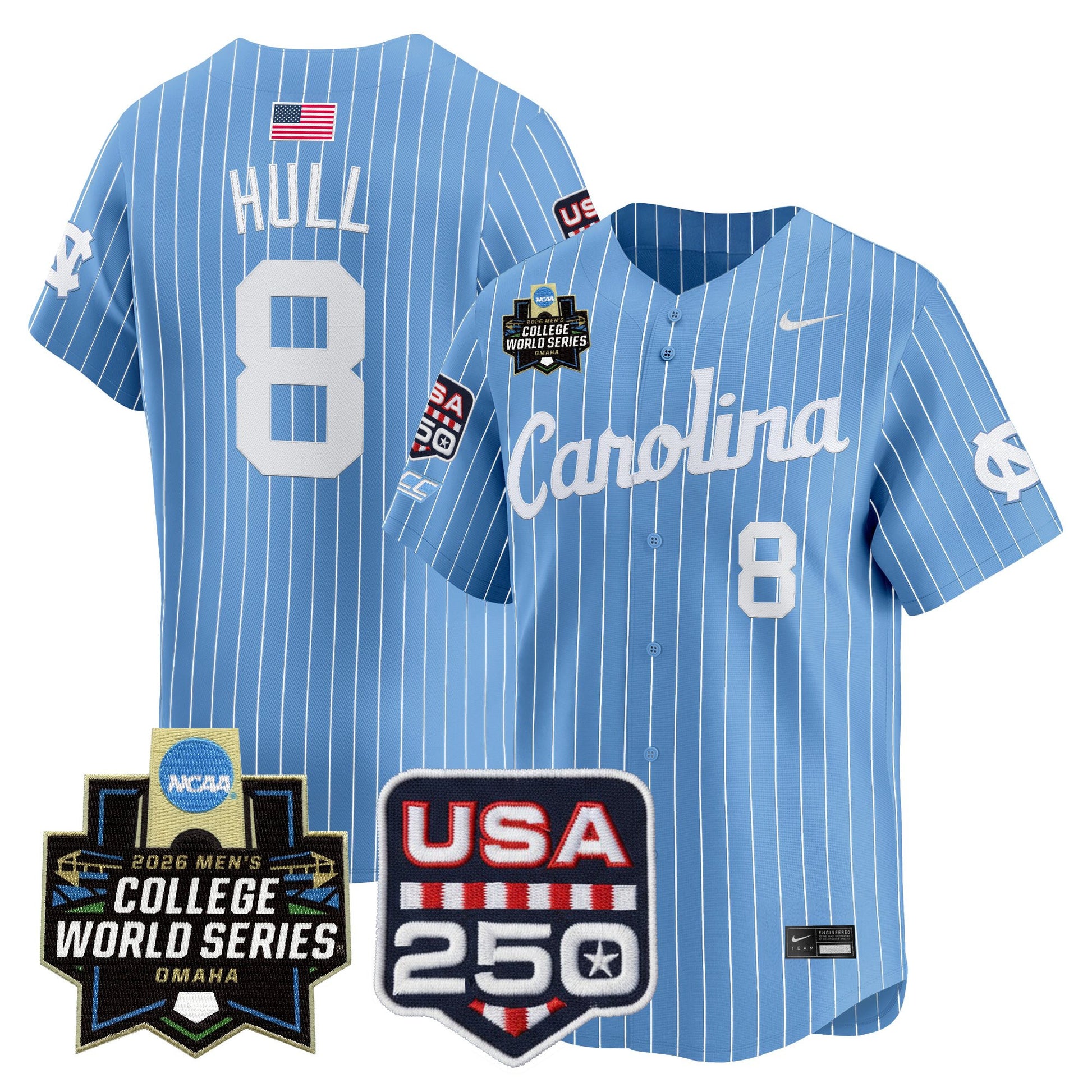 North Carolina Tar Heels 2026 World Series Vapor Premier Limited Jersey - 250 America Patch - All Stitched