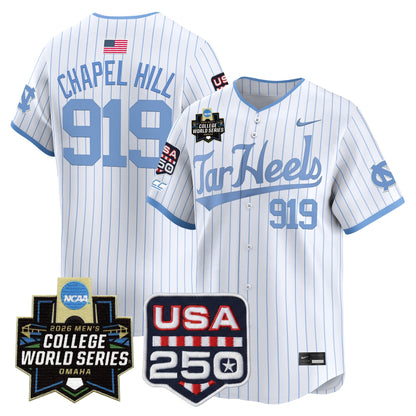 North Carolina Tar Heels 2026 World Series Vapor Premier Limited Jersey - 250 America Patch - All Stitched