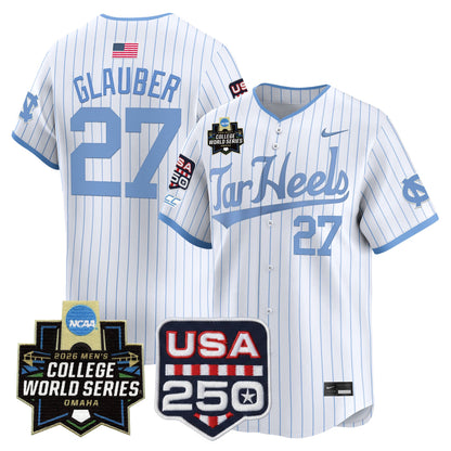 North Carolina Tar Heels 2026 World Series Vapor Premier Limited Jersey - 250 America Patch - All Stitched