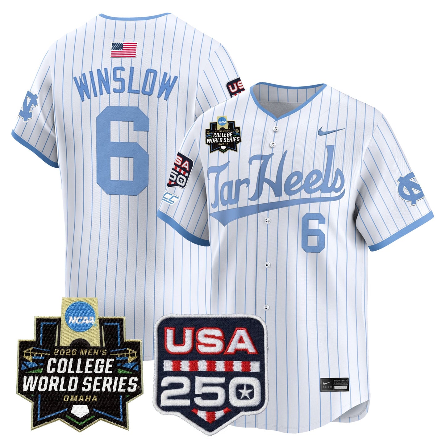 North Carolina Tar Heels 2026 World Series Vapor Premier Limited Jersey - 250 America Patch - All Stitched