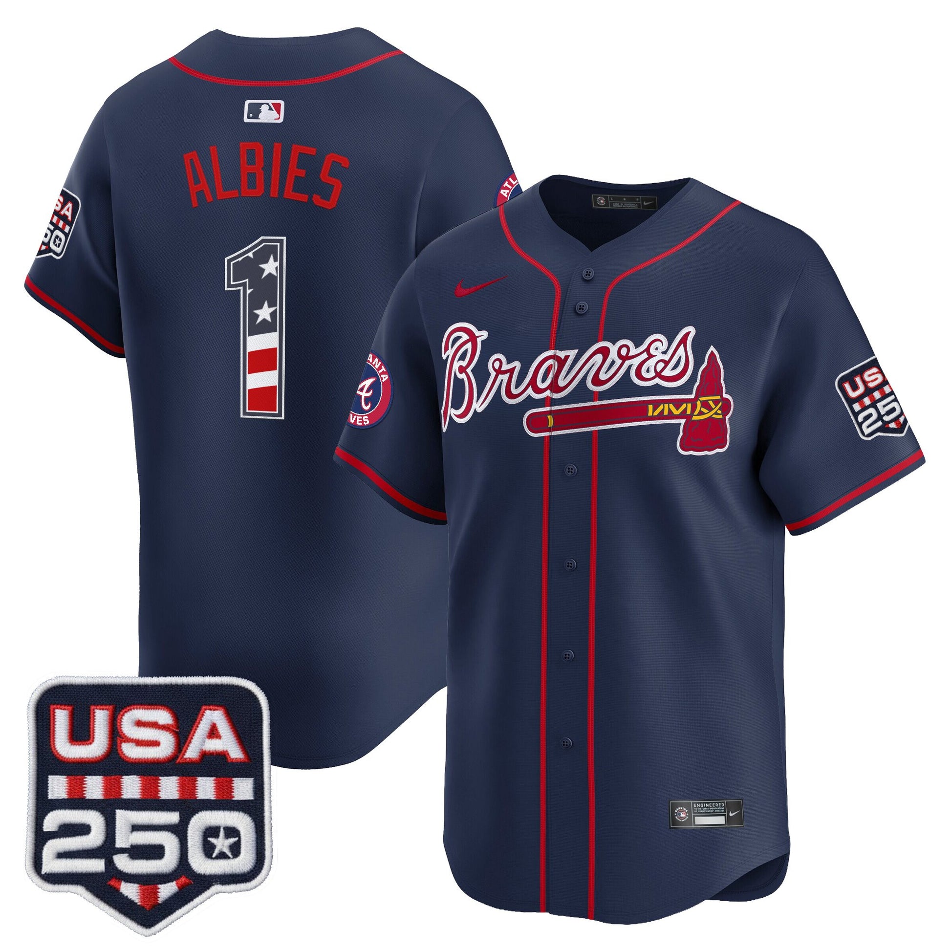 Atlanta Braves USA 250 Fourth of July Vapor Premier Limited Jersey - All Stitched