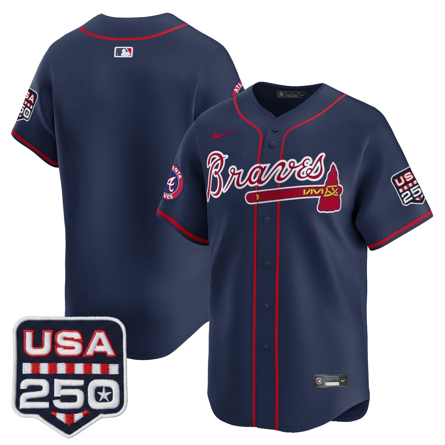 Atlanta Braves USA 250 Fourth of July Vapor Premier Limited Jersey - All Stitched