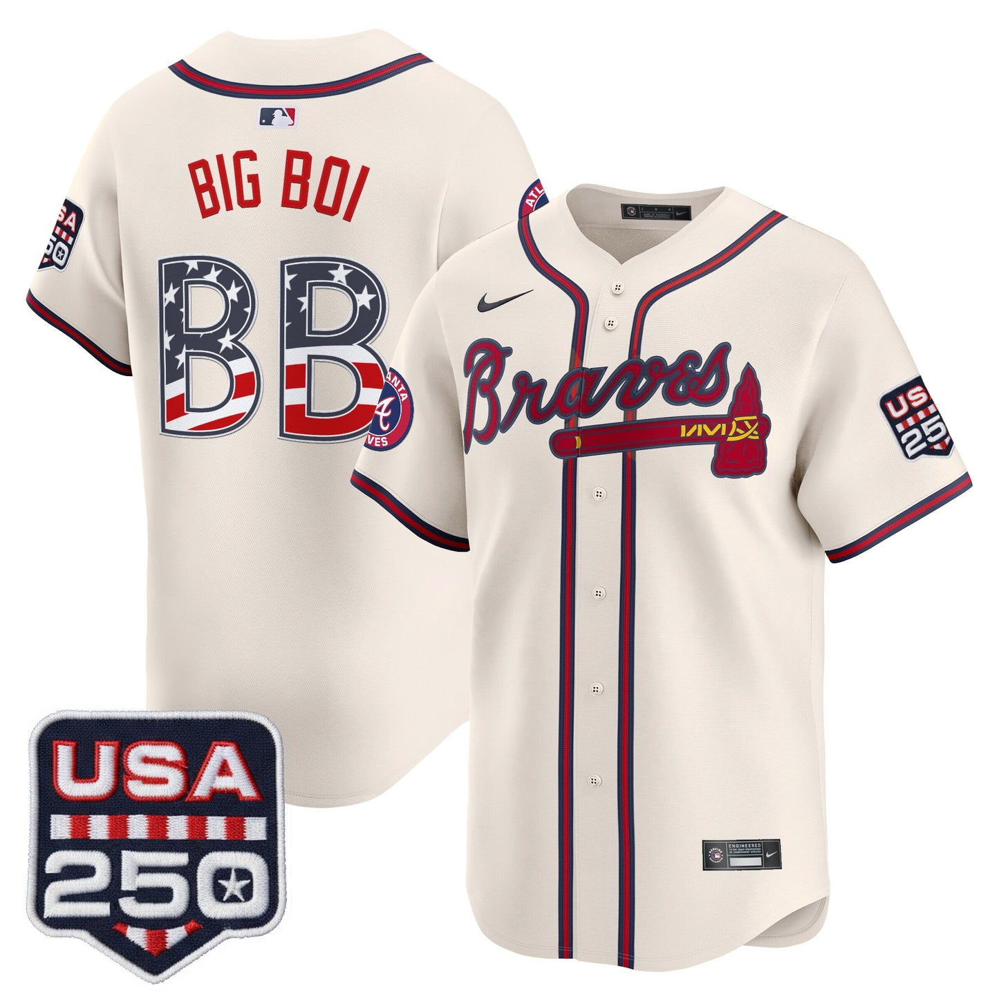 Atlanta Braves USA 250 Fourth of July Vapor Premier Limited Jersey - All Stitched