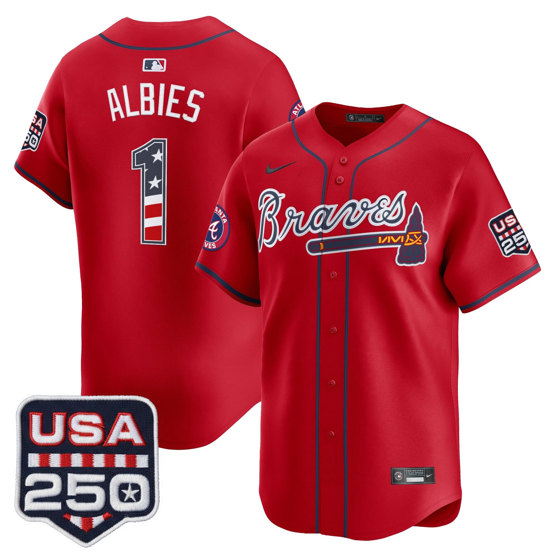 Atlanta Braves USA 250 Fourth of July Vapor Premier Limited Jersey - All Stitched