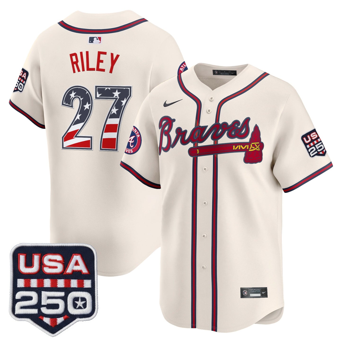 Atlanta Braves USA 250 Fourth of July Vapor Premier Limited Jersey - All Stitched