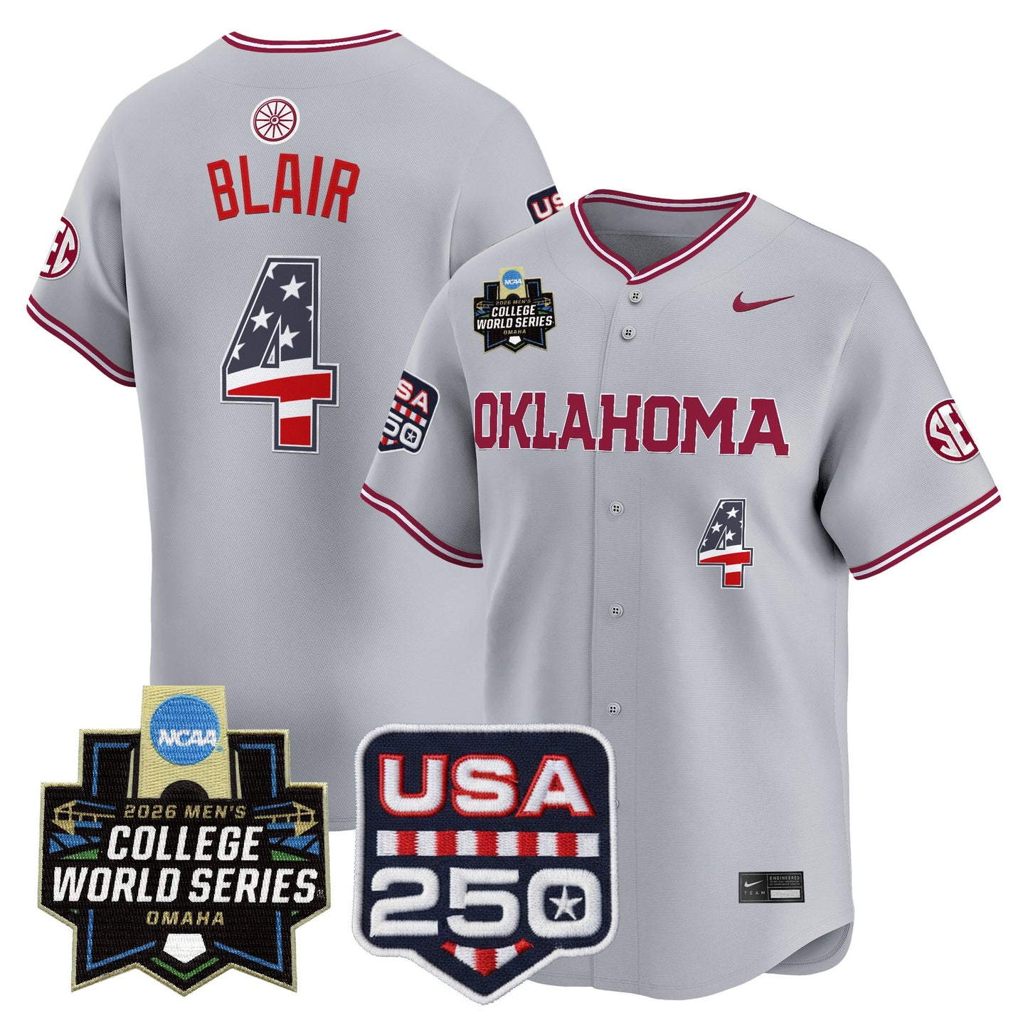 Oklahoma Sooners USA 250 Fourth of July Vapor Premier Limited Jersey - 2026 World Series Patch - All Stitched