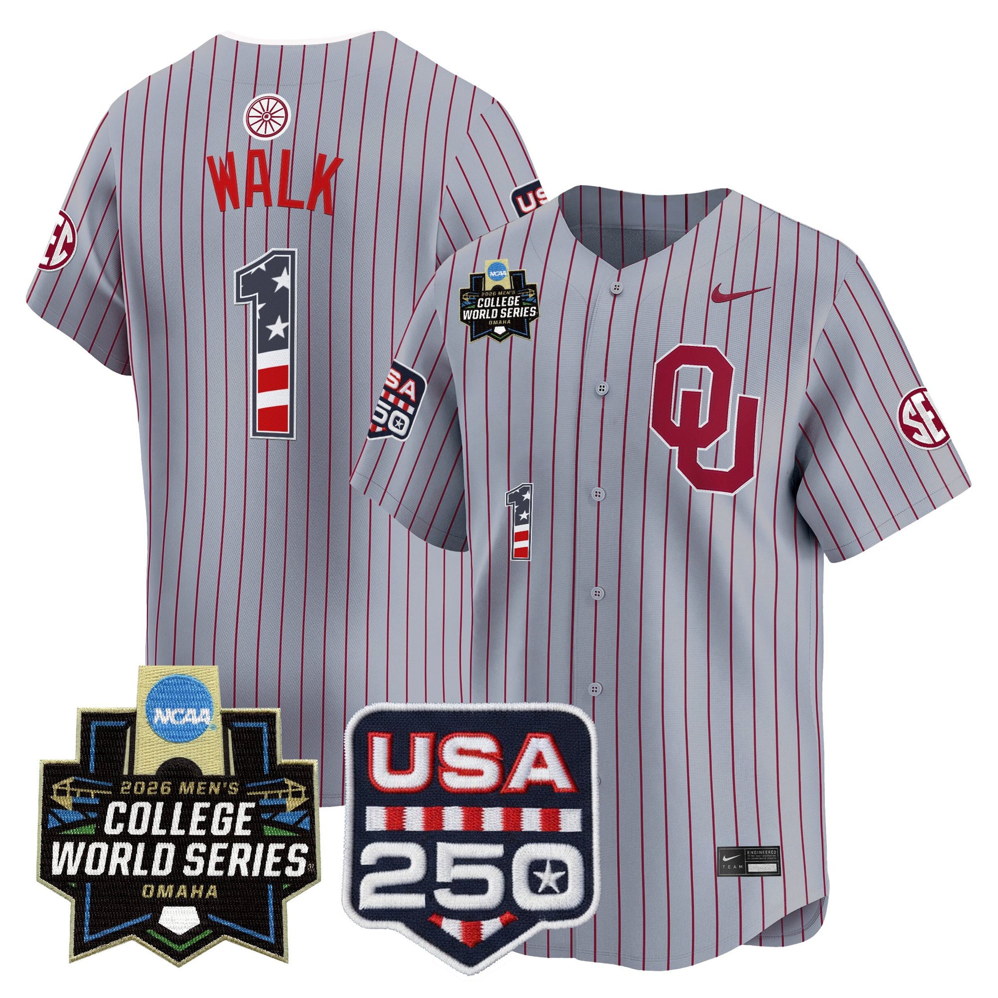 Oklahoma Sooners USA 250 Fourth of July Vapor Premier Limited Jersey - 2026 World Series Patch - All Stitched
