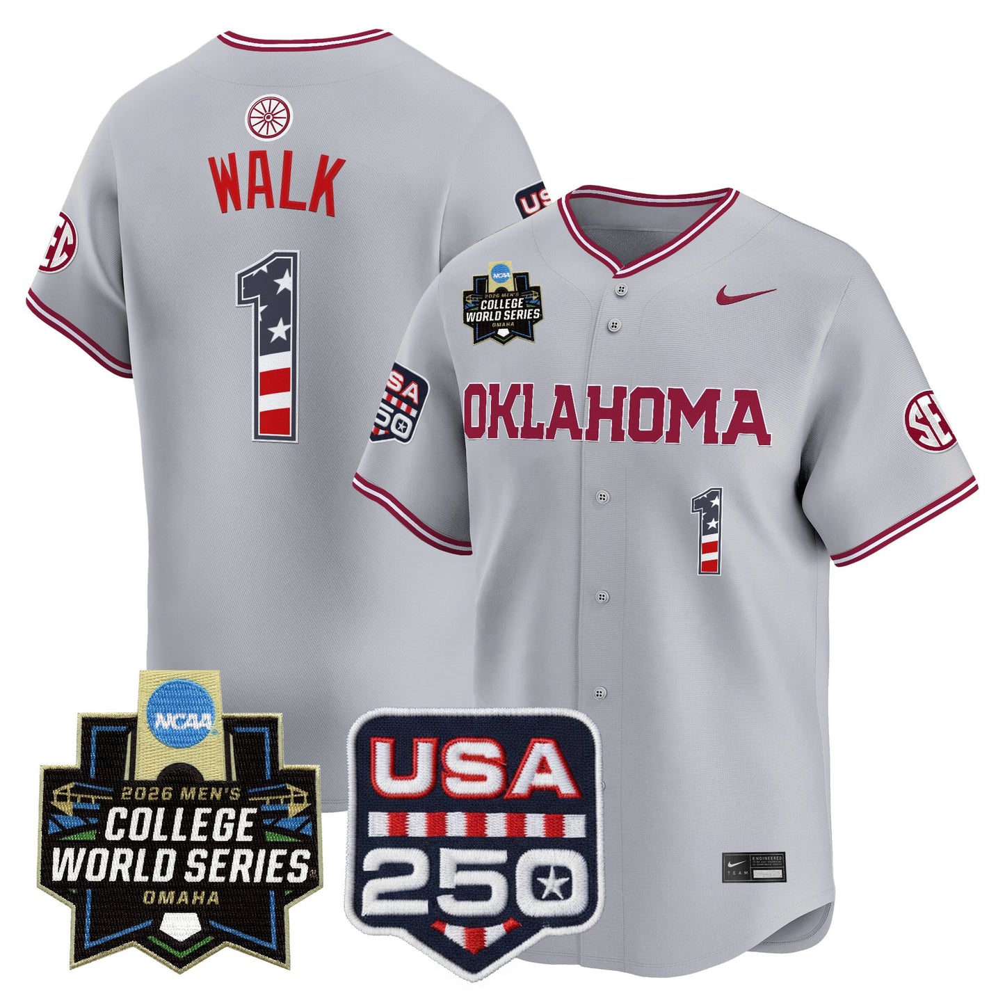 Oklahoma Sooners USA 250 Fourth of July Vapor Premier Limited Jersey - 2026 World Series Patch - All Stitched