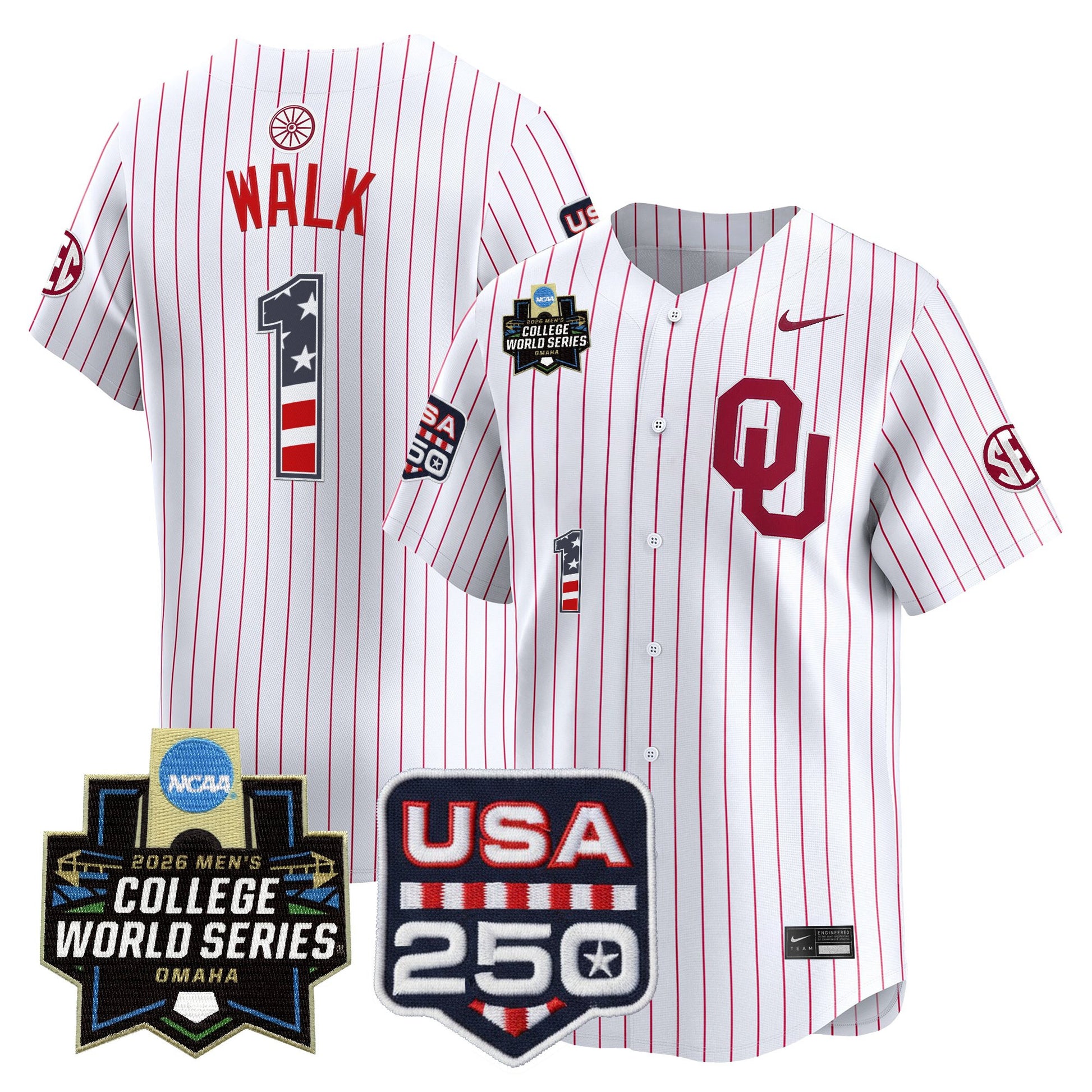 Oklahoma Sooners USA 250 Fourth of July Vapor Premier Limited Jersey - 2026 World Series Patch - All Stitched