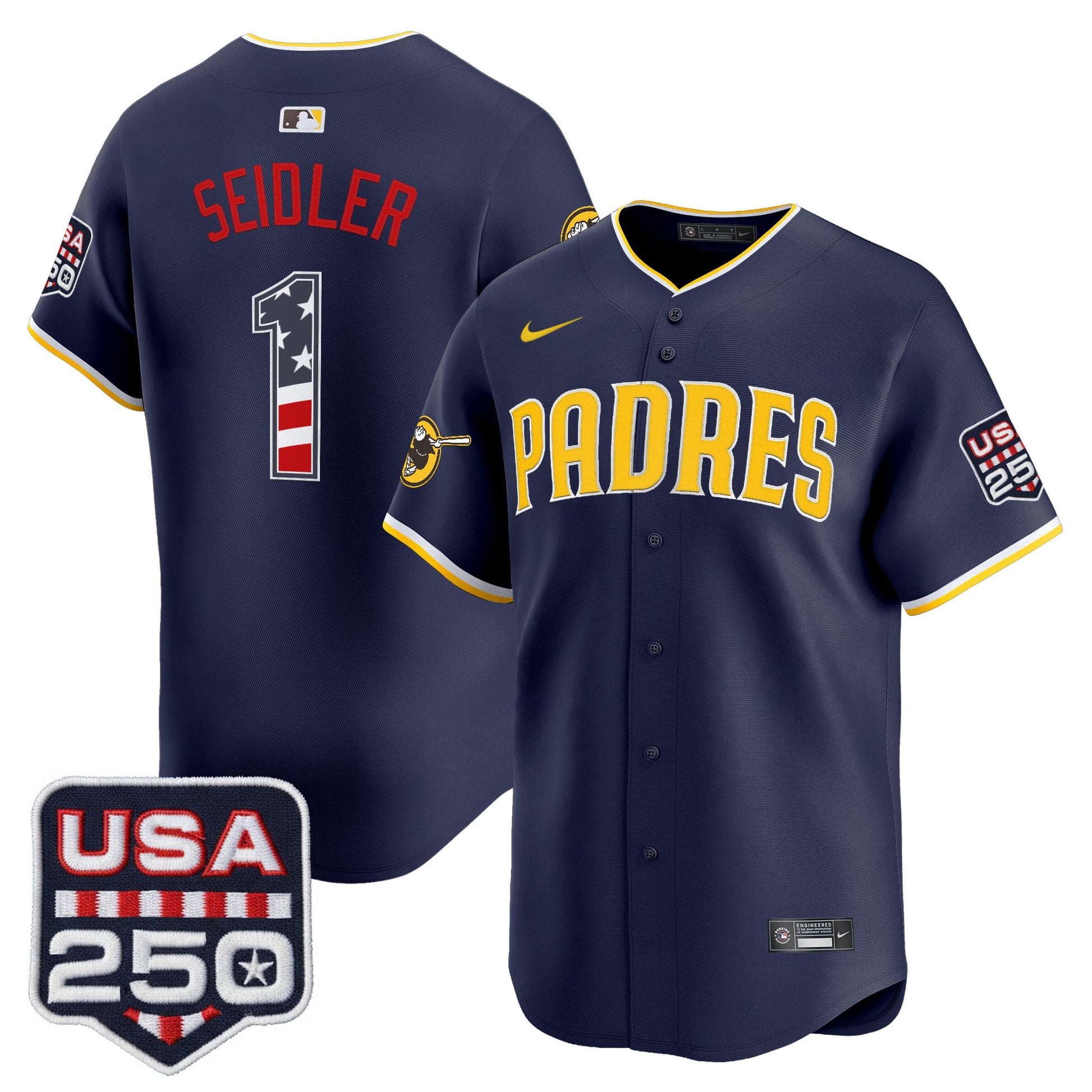 San Diego Padres USA 250 Fourth of July Vapor Premier Limited Jersey - All Stitched