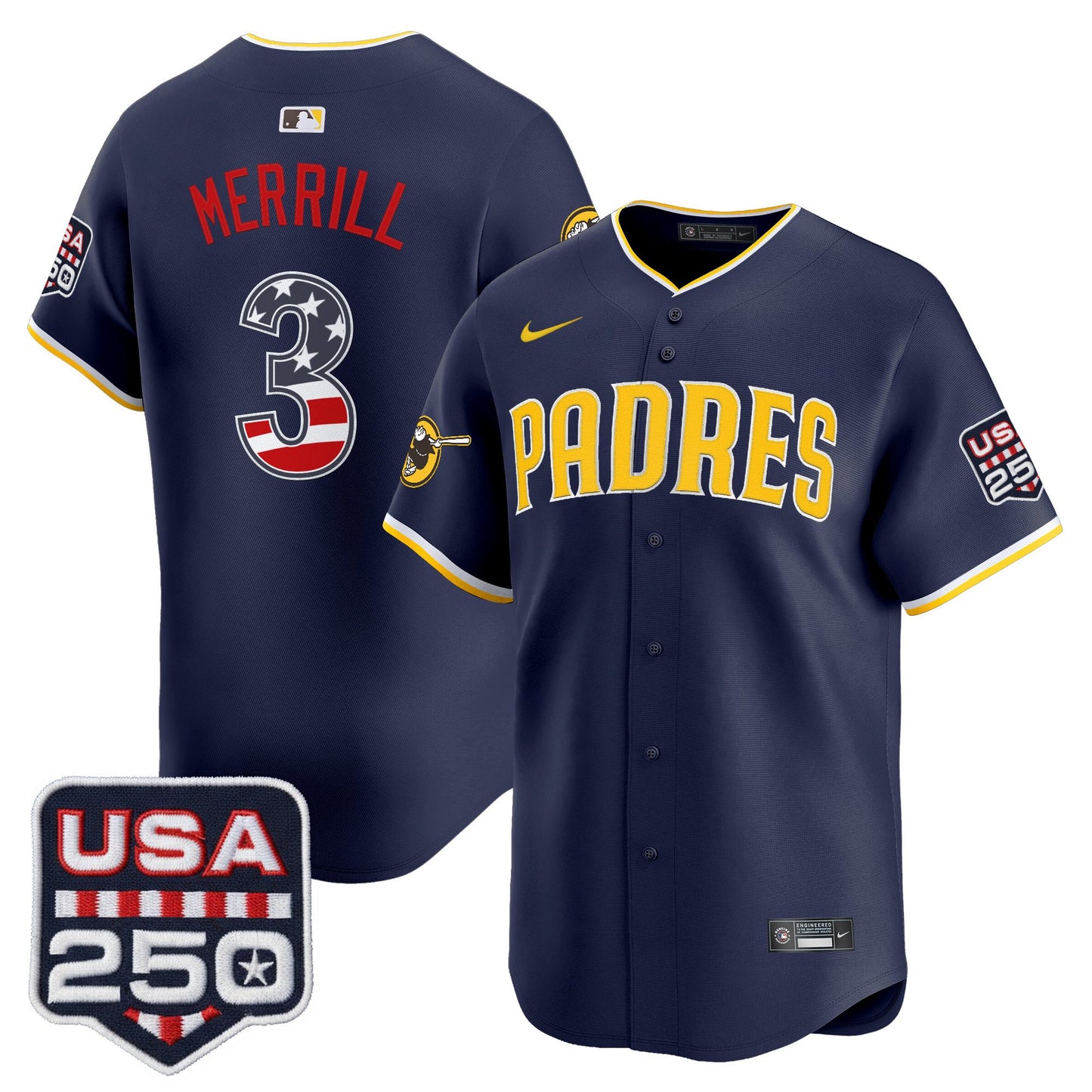 San Diego Padres USA 250 Fourth of July Vapor Premier Limited Jersey - All Stitched