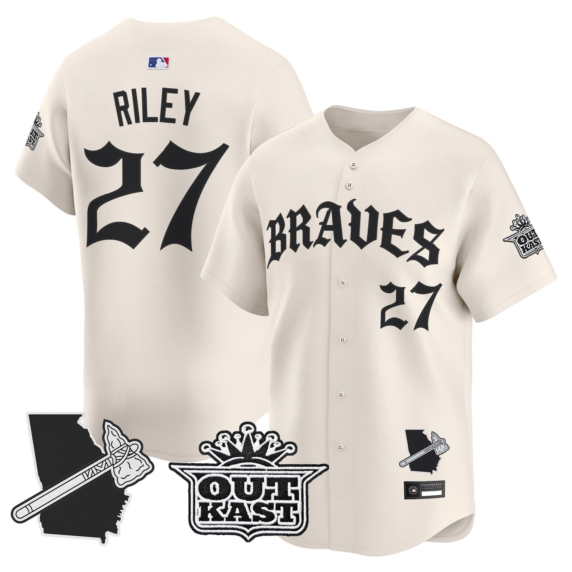  Atlanta Braves 'Old English Edition' Vapor Premier Limited Jersey - All Stitched