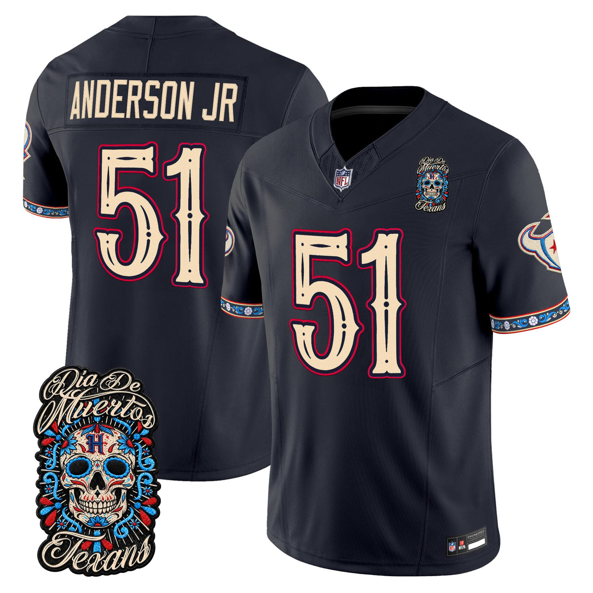  Houston Texans Día de los Muertos Vapor Limited Jersey - Stitched