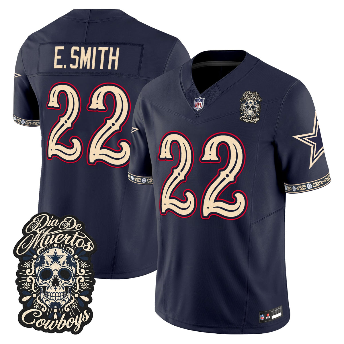 Dallas Cowboys Día de los Muertos Vapor Limited Jersey - Stitched
