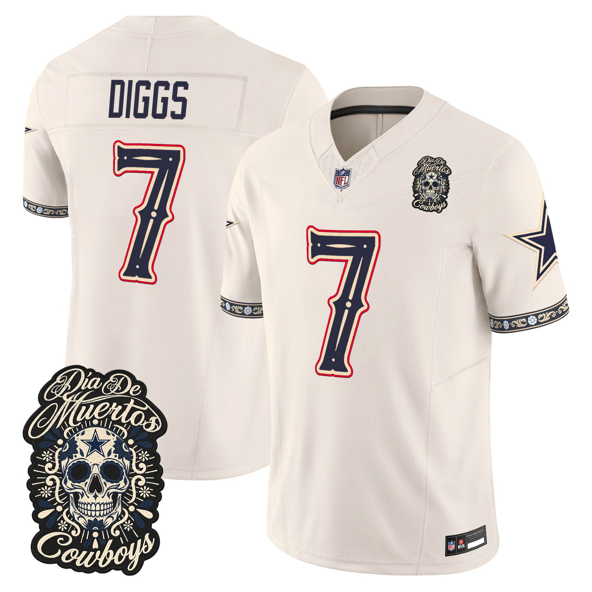  Dallas Cowboys Día de los Muertos Vapor Limited Jersey - Stitched