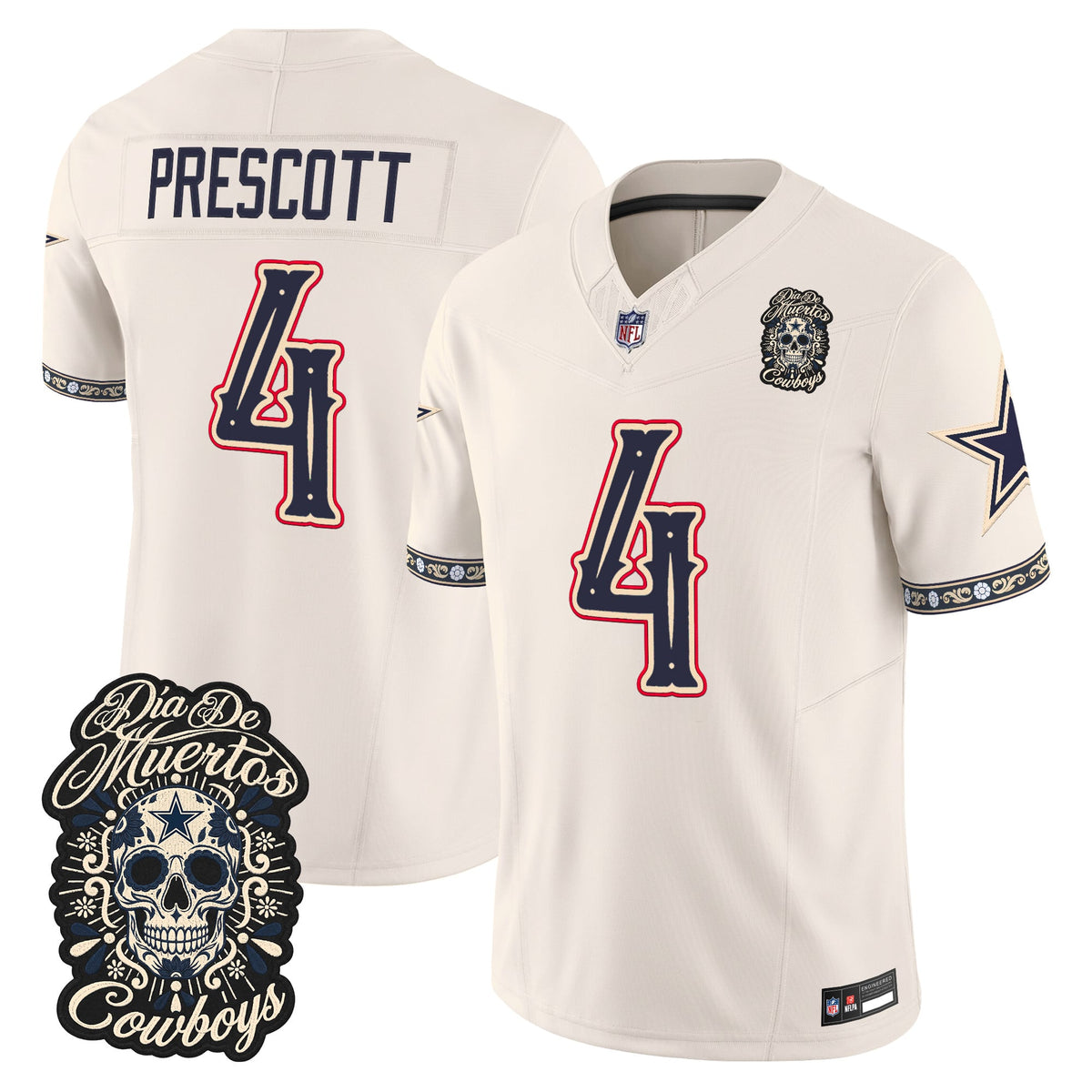  Dallas Cowboys Día de los Muertos Vapor Limited Jersey - Stitched
