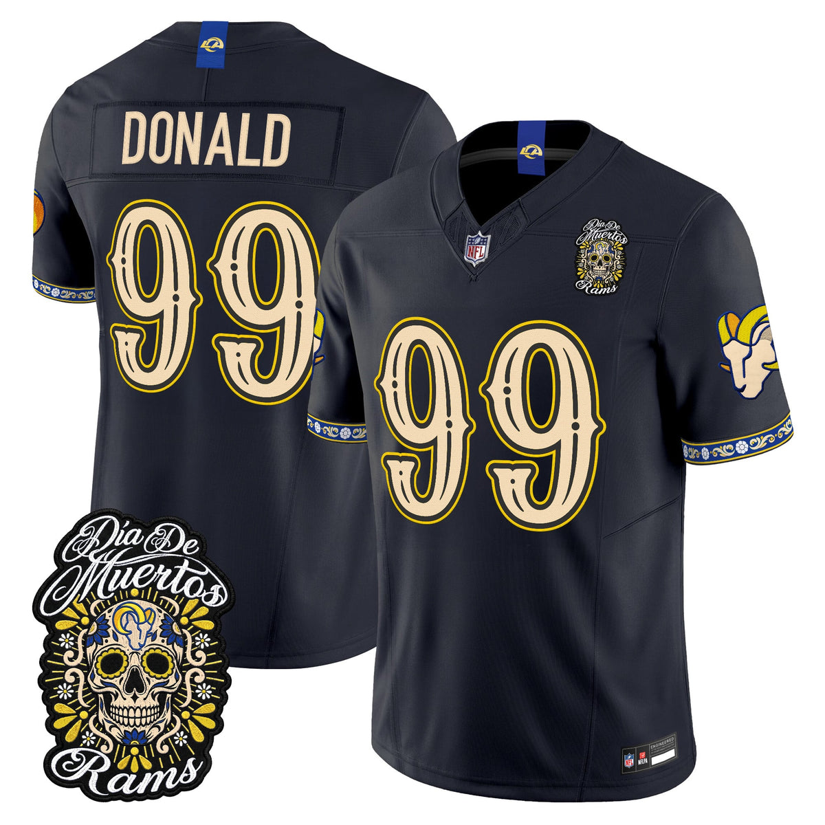  Los Angeles Rams Día de los Muertos Vapor Limited Jersey - Stitched