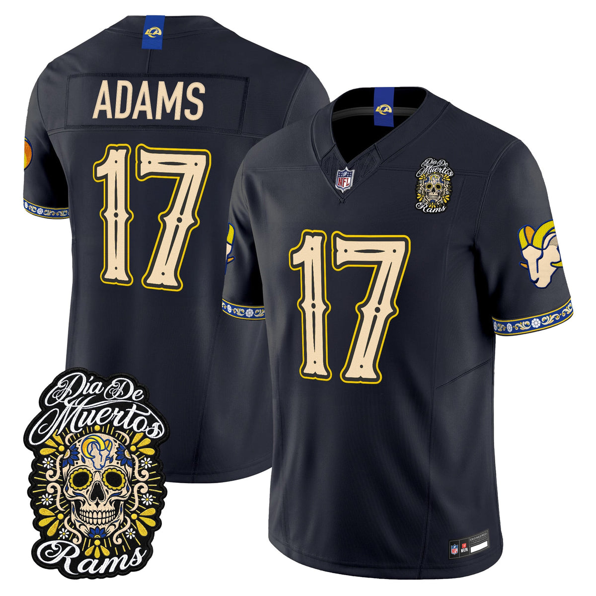  Los Angeles Rams Día de los Muertos Vapor Limited Jersey - Stitched
