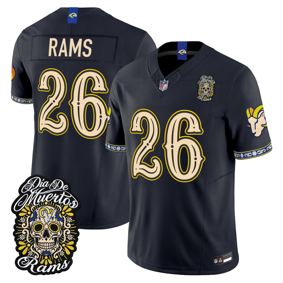  Los Angeles Rams Día de los Muertos Vapor Limited Jersey - Stitched