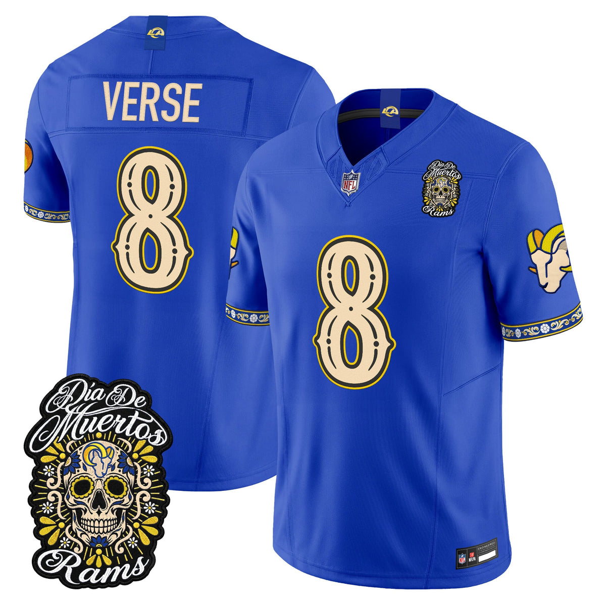  Los Angeles Rams Día de los Muertos Vapor Limited Jersey - Stitched