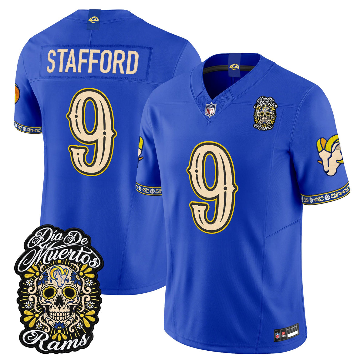  Los Angeles Rams Día de los Muertos Vapor Limited Jersey - Stitched