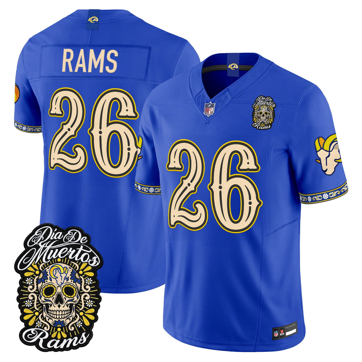  Los Angeles Rams Día de los Muertos Vapor Limited Jersey - Stitched