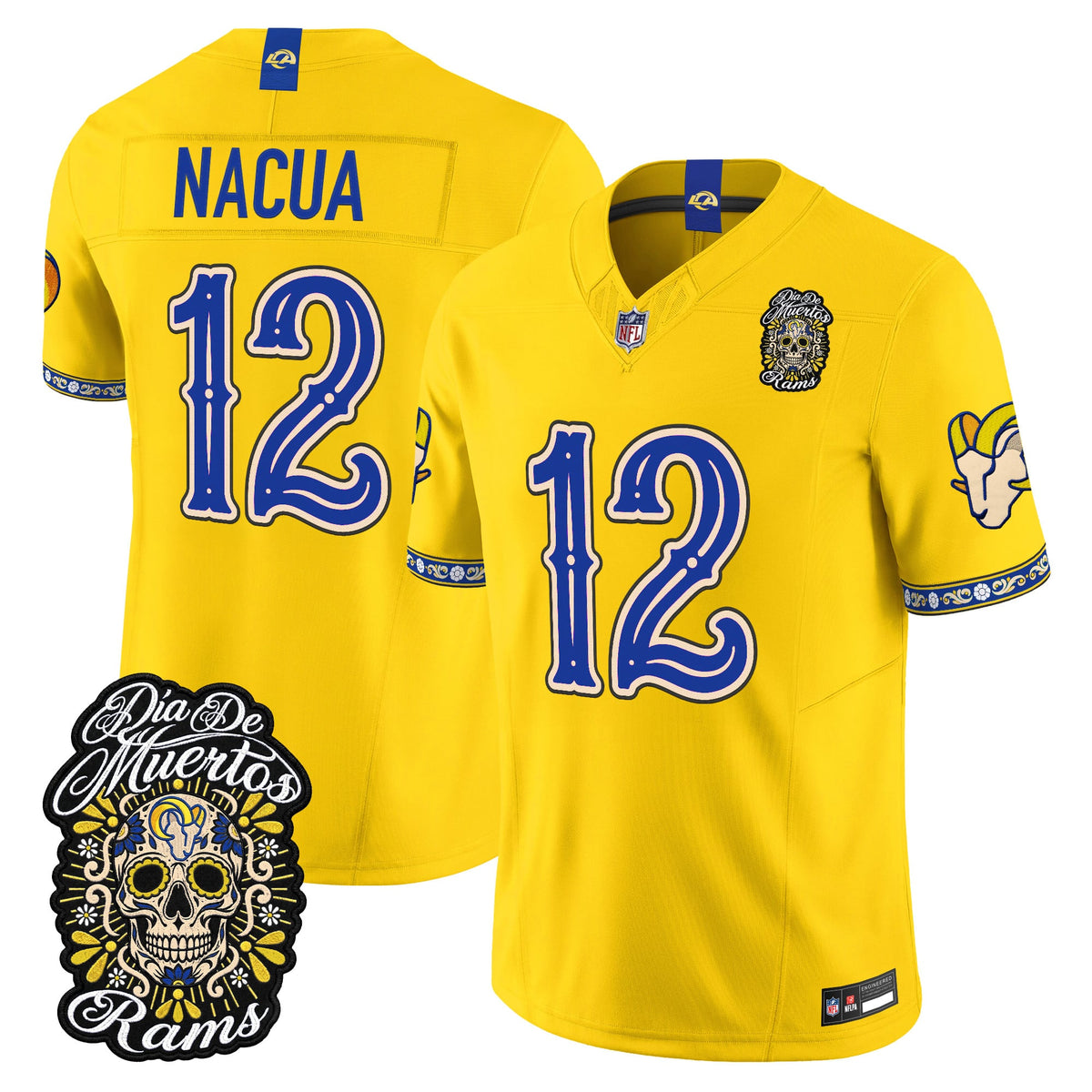  Los Angeles Rams Día de los Muertos Vapor Limited Jersey - Stitched