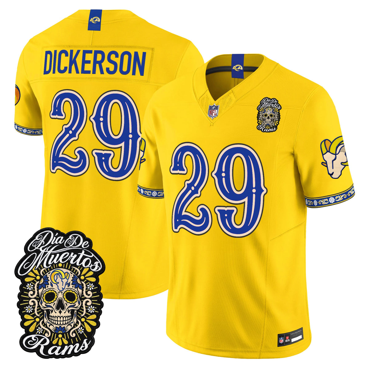  Los Angeles Rams Día de los Muertos Vapor Limited Jersey - Stitched