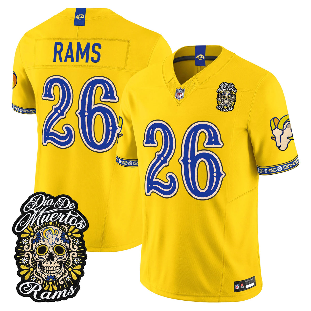  Los Angeles Rams Día de los Muertos Vapor Limited Jersey - Stitched