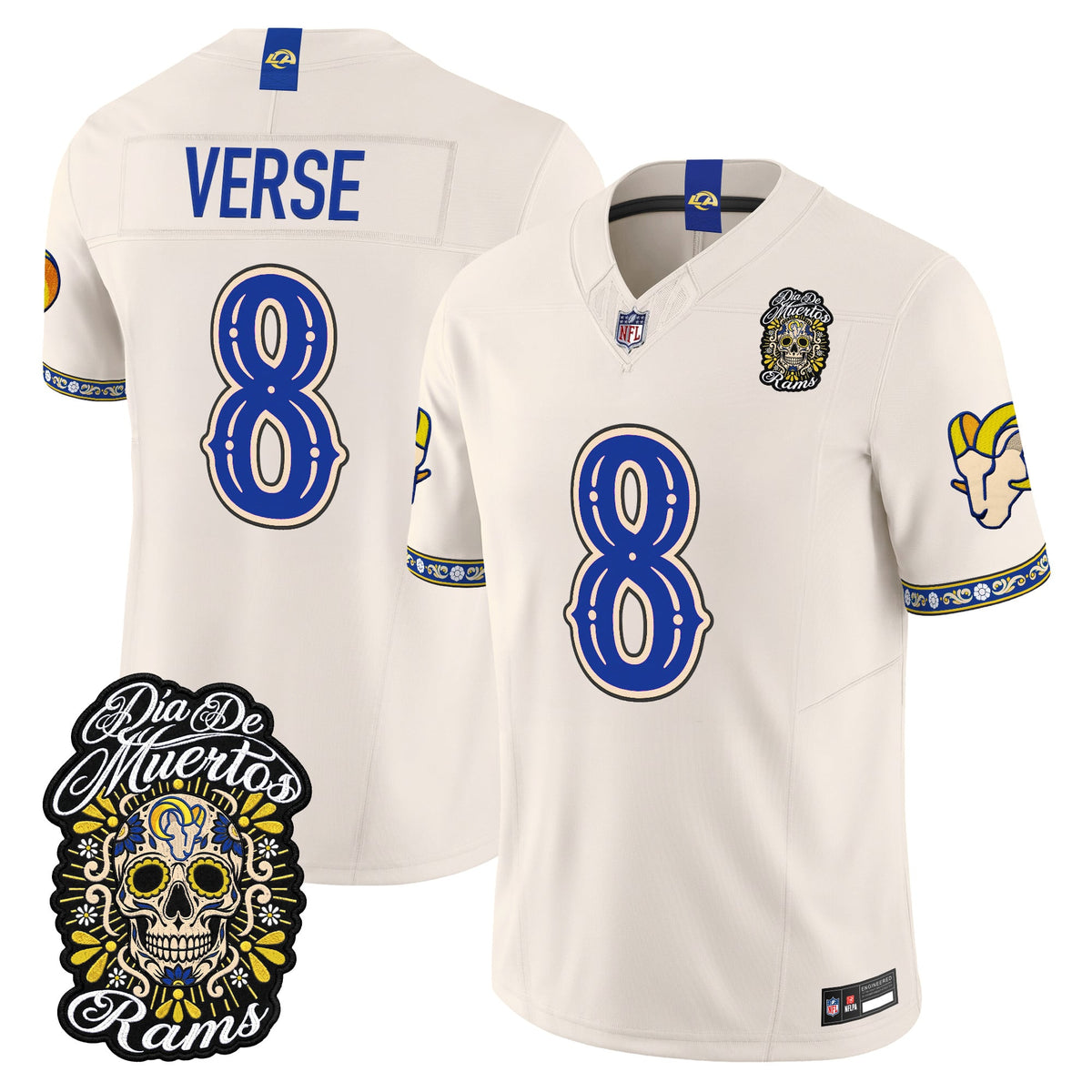  Los Angeles Rams Día de los Muertos Vapor Limited Jersey - Stitched