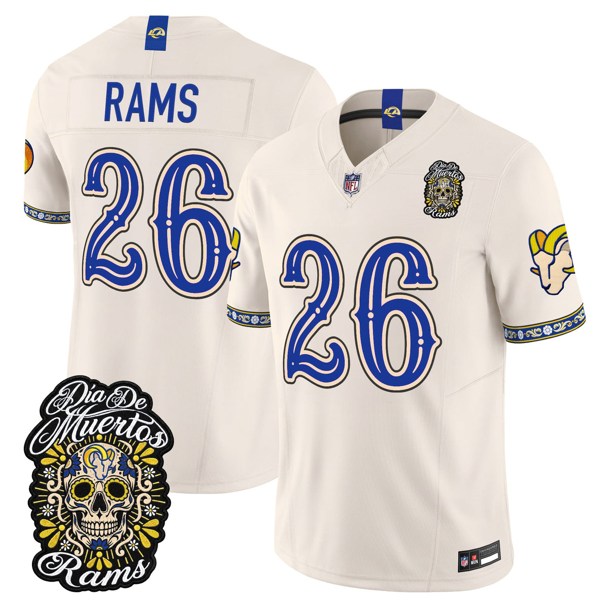  Los Angeles Rams Día de los Muertos Vapor Limited Jersey - Stitched