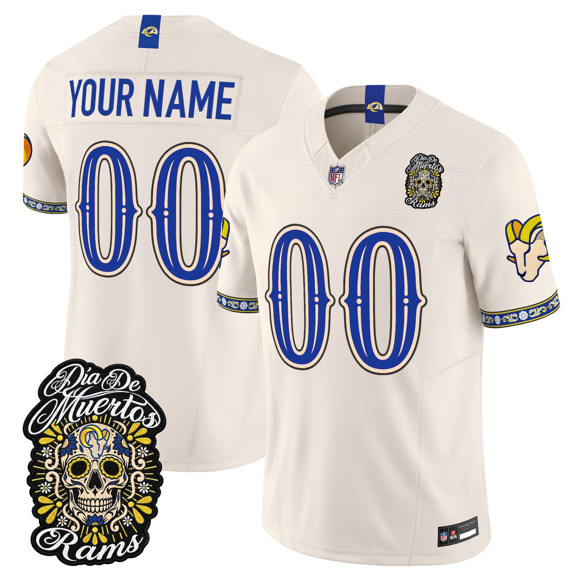 Los Angeles Rams Día de los Muertos Vapor Limited Custom Jersey - Stitched