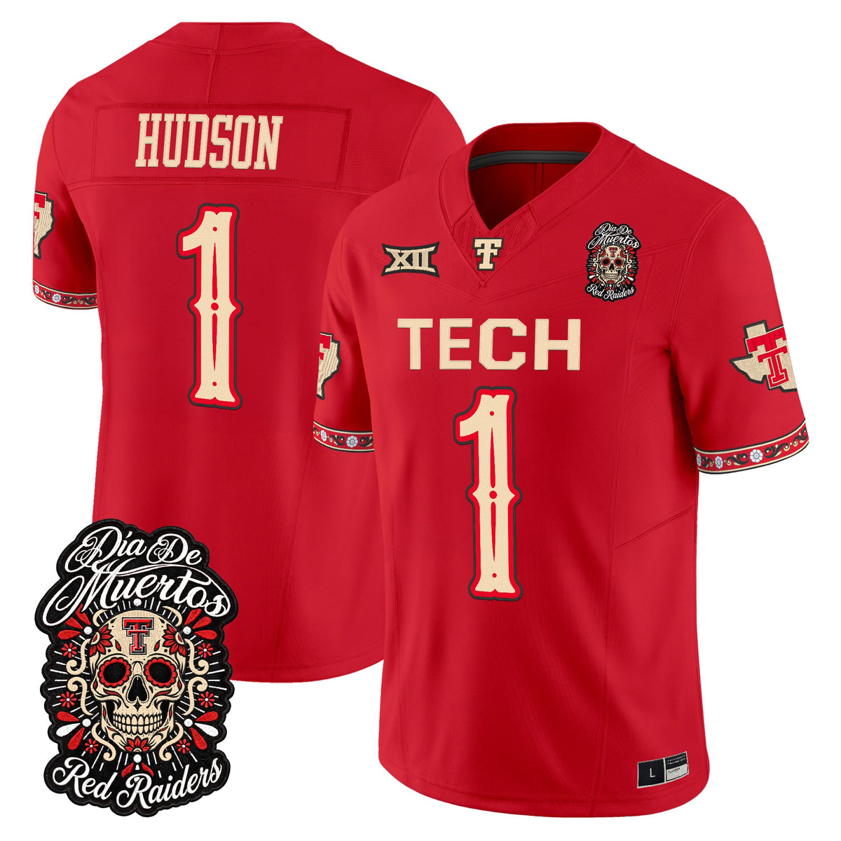  Texas Tech Red Raiders Día de los Muertos Vapor Limited Jersey - Stitched