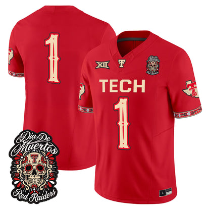  Texas Tech Red Raiders Día de los Muertos Vapor Limited Jersey - Stitched