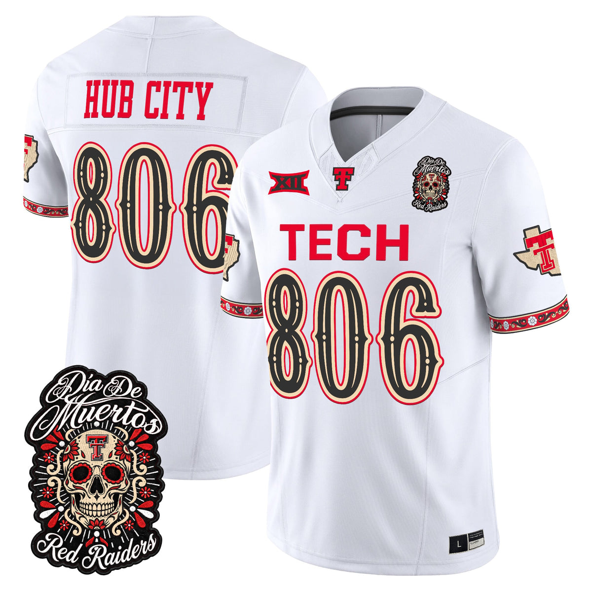  Texas Tech Red Raiders Día de los Muertos Vapor Limited Jersey - Stitched
