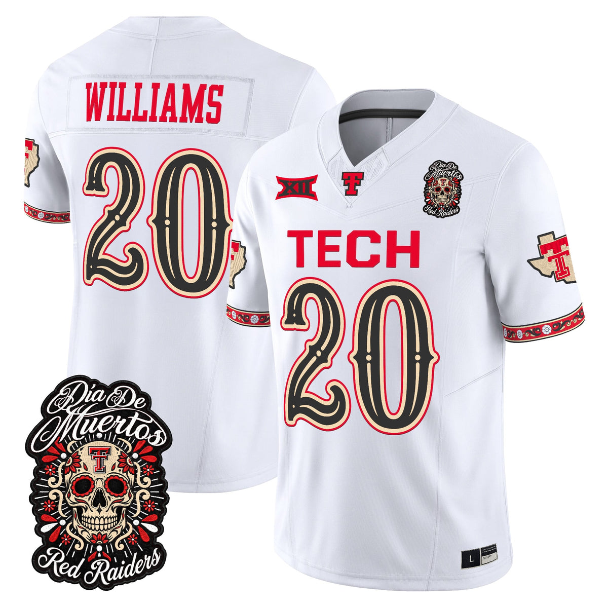  Texas Tech Red Raiders Día de los Muertos Vapor Limited Jersey - Stitched