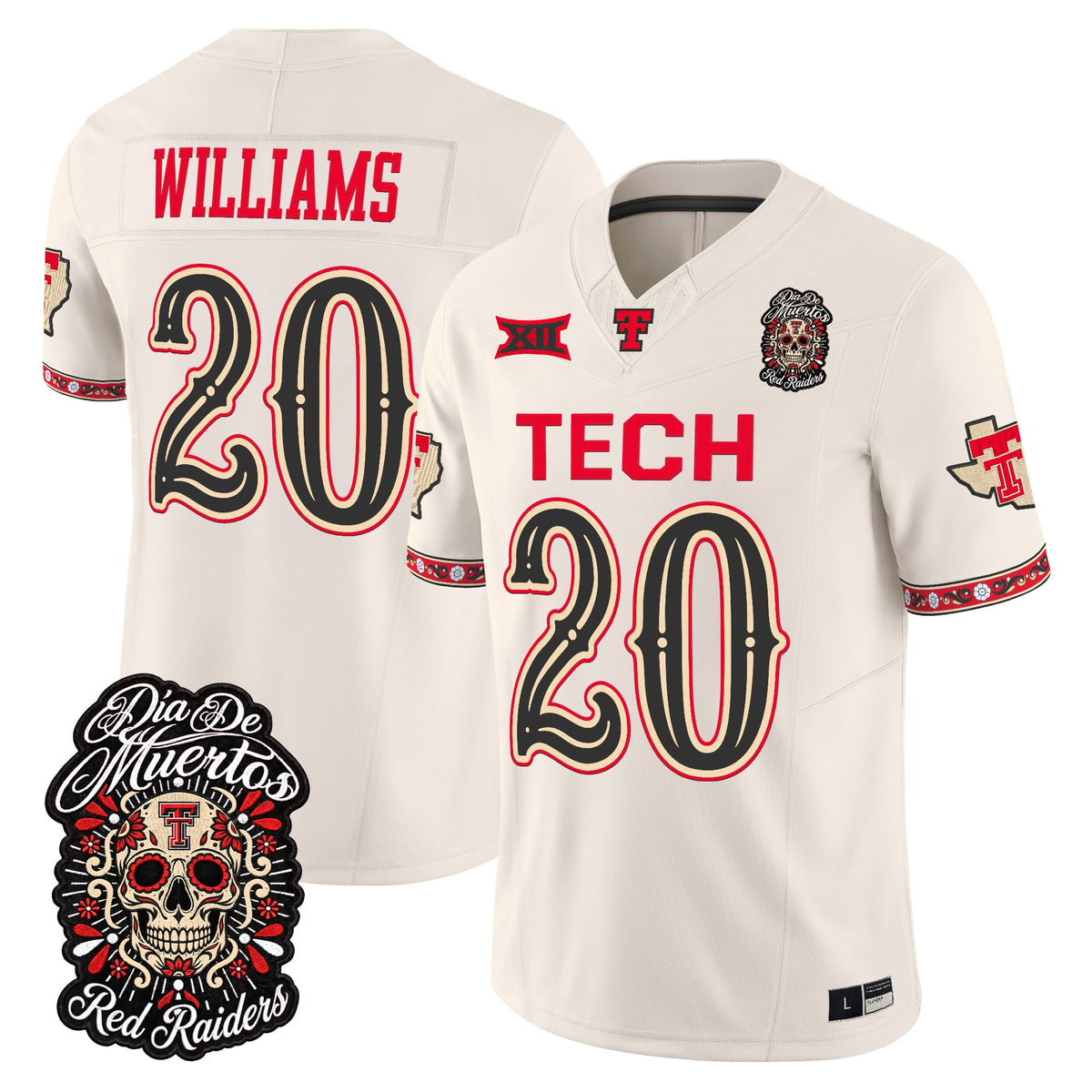  Texas Tech Red Raiders Día de los Muertos Vapor Limited Jersey - Stitched