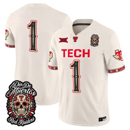  Texas Tech Red Raiders Día de los Muertos Vapor Limited Jersey - Stitched
