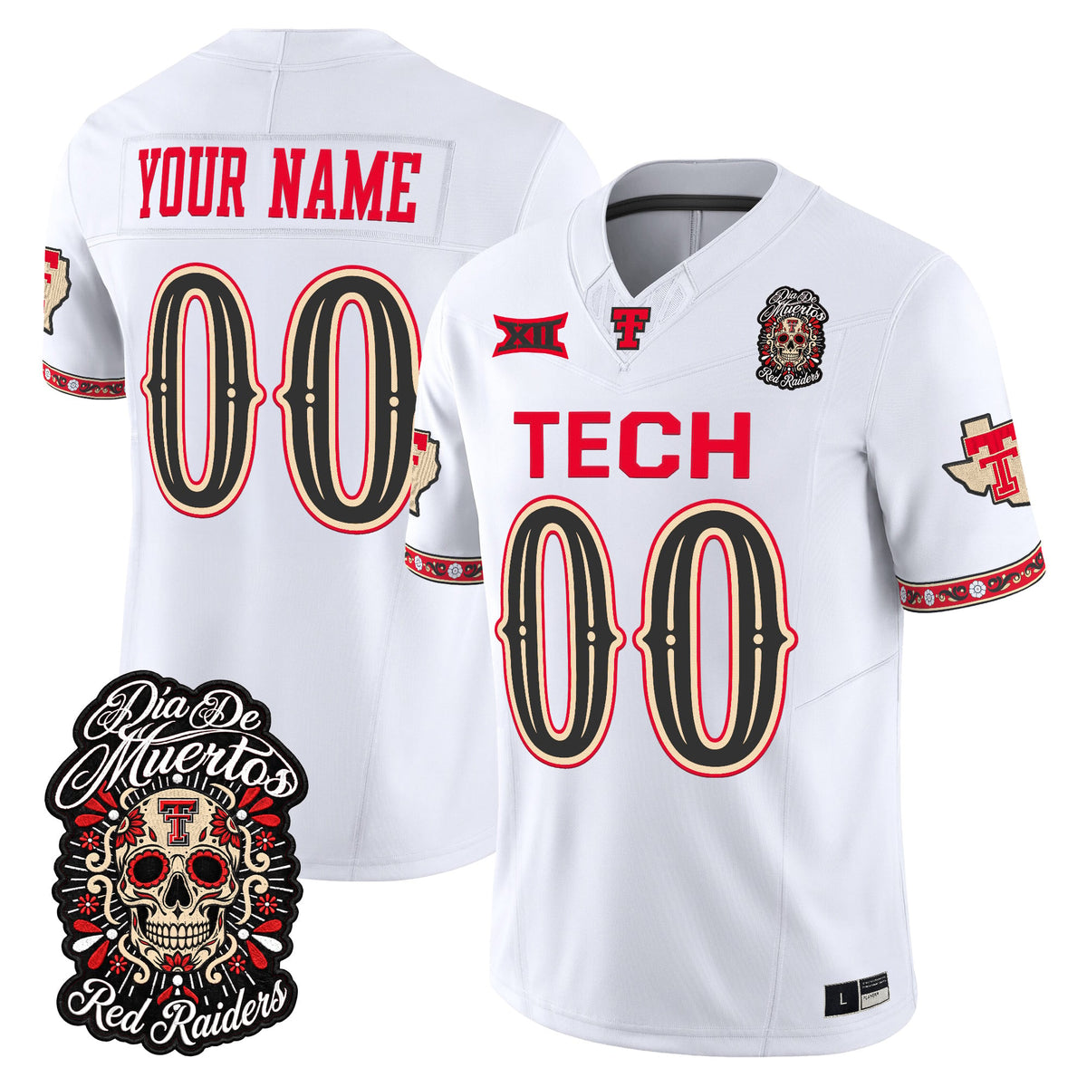 Texas Tech Red Raiders Día de los Muertos Vapor Limited Custom Jersey - Stitched