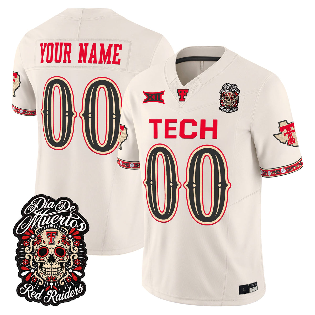 Texas Tech Red Raiders Día de los Muertos Vapor Limited Custom Jersey - Stitched