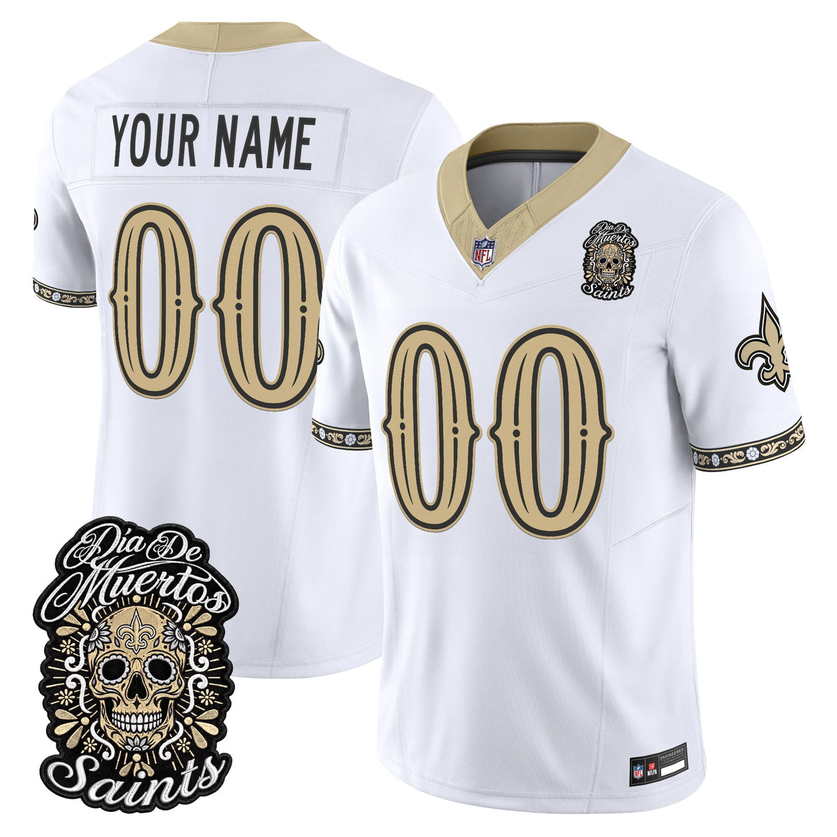 New Orleans Saints Día de los Muertos Vapor Limited Custom Jersey - Stitched