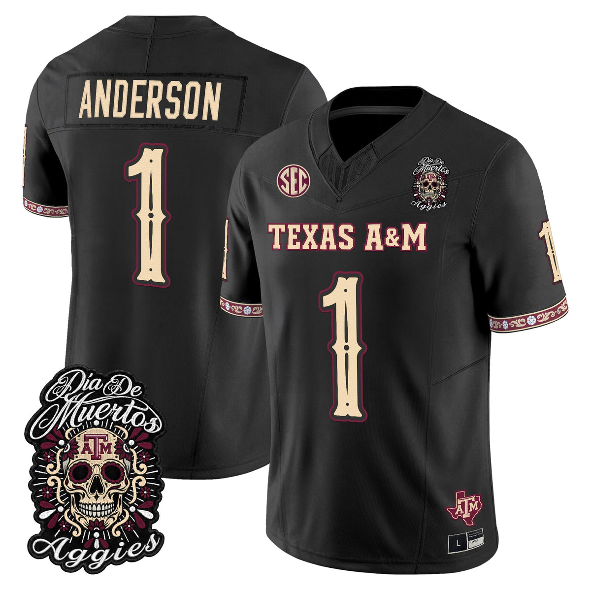 Texas A&M Aggies Día de los Muertos Vapor Limited Jersey - Stitched