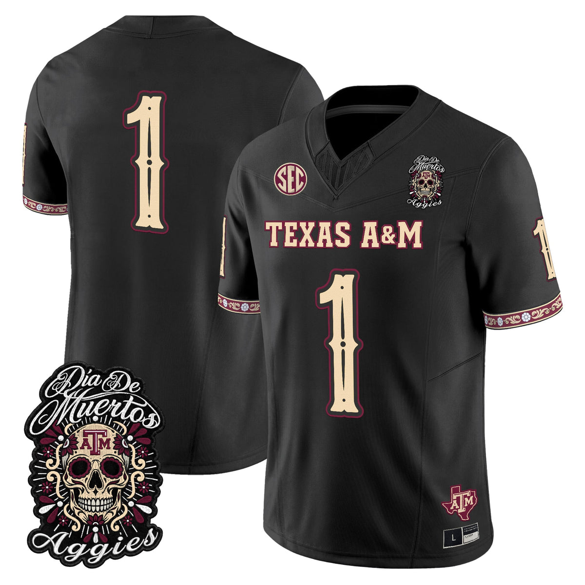  Texas A&M Aggies Día de los Muertos Vapor Limited Jersey - Stitched