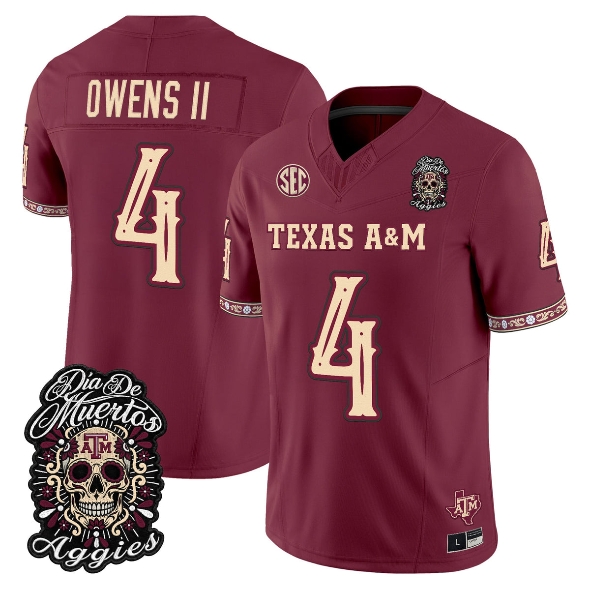  Texas A&M Aggies Día de los Muertos Vapor Limited Jersey - Stitched