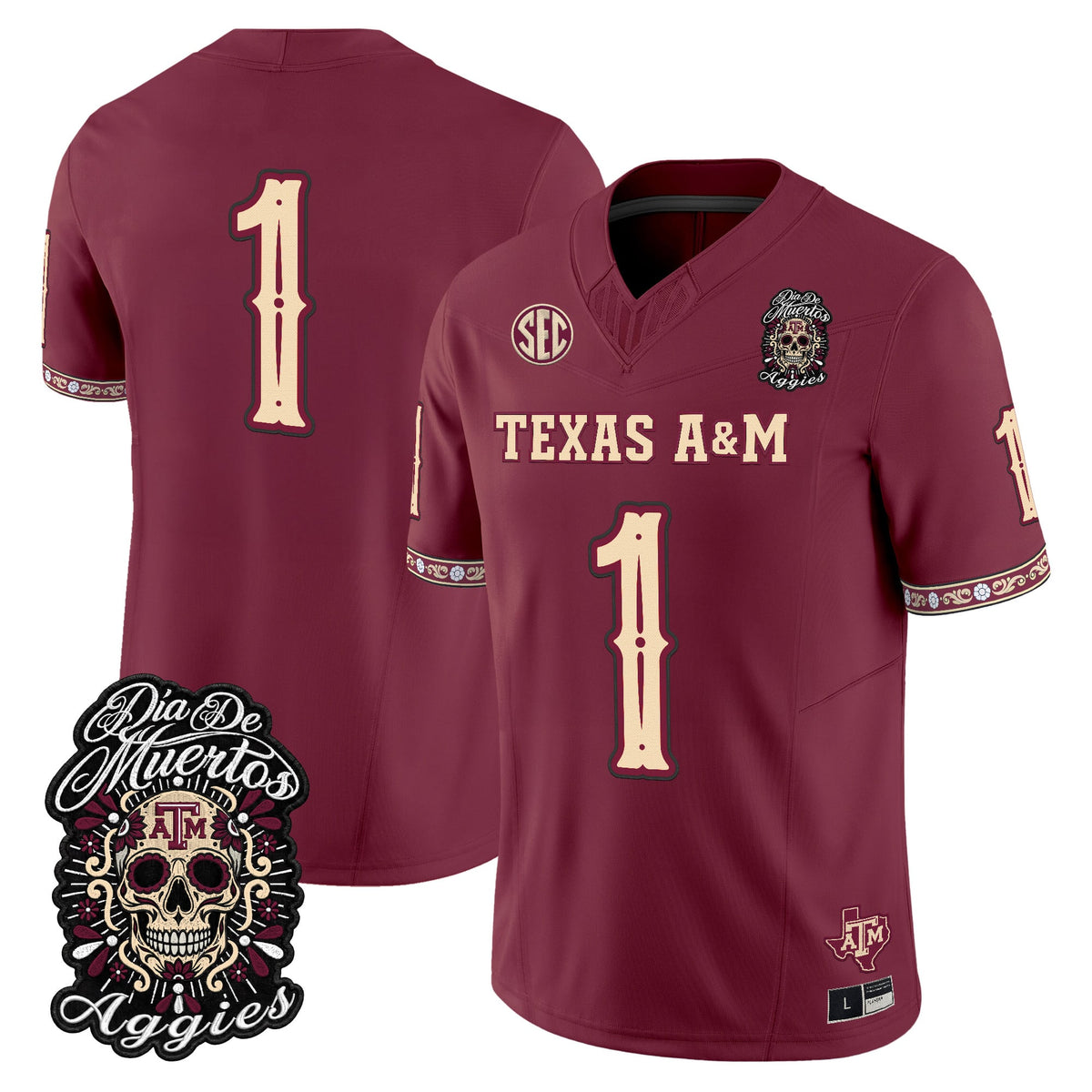  Texas A&M Aggies Día de los Muertos Vapor Limited Jersey - Stitched